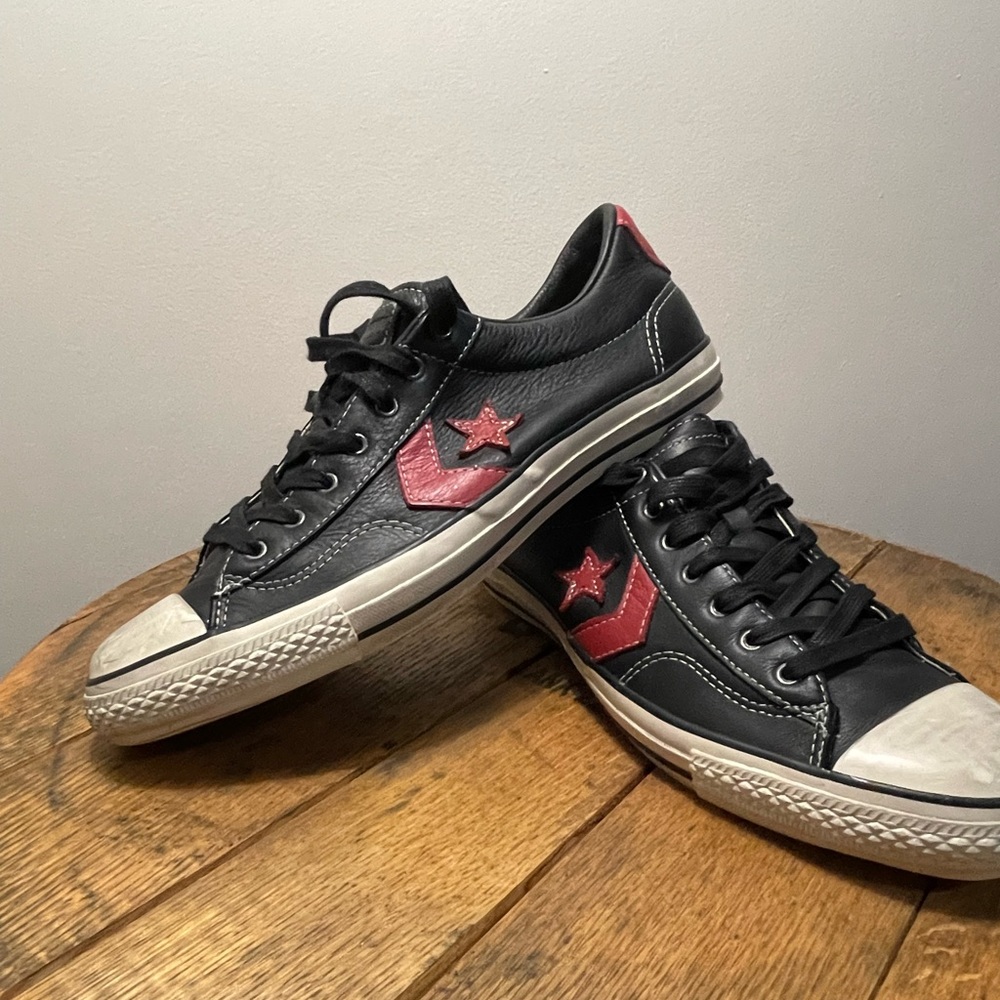 Converse John Varvatos Star Player Charcoal Black Red Leather Sz 12 114271 EUC!